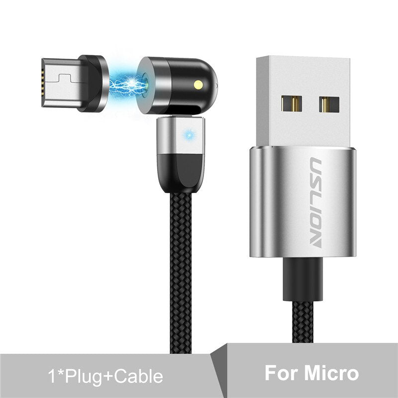 USLION 2020 New 540 Degree Rotate Magnetic Cable Micro USB Type C Cable Magnetic Charging Cable For iPhone 11 Pro Max Data Line