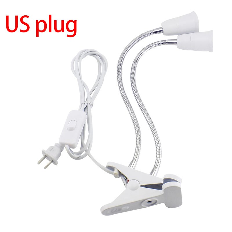 E27 Socket 3 Head Flexible Light Clip With On/Off Switch Lamp Holder For Desk Light LED Plant Grow Bulbs Base EU/US Plug