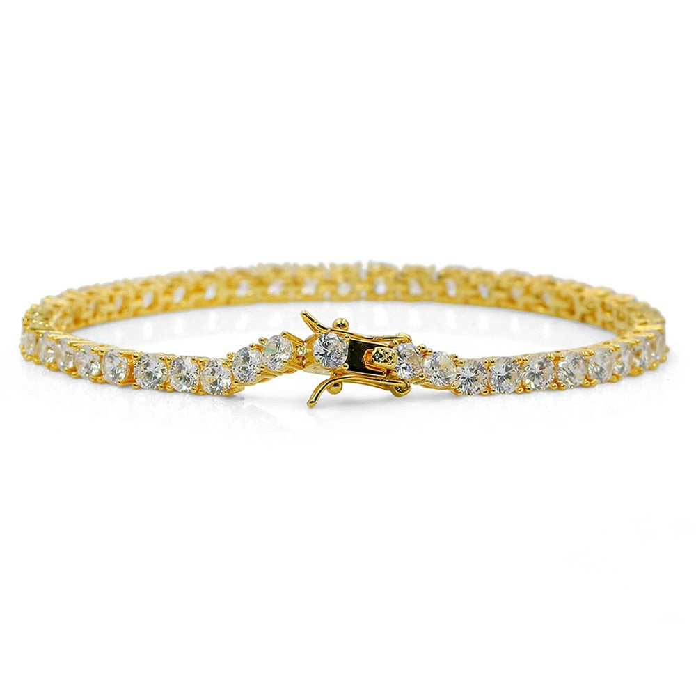 Brass Tennis Bracelet AAA CZ 3mm 4mm 5mm 1 Row Cubic Zirconia Gold Silver Color Bracelet for Men Women Iced Out Hip Hop Jewelry