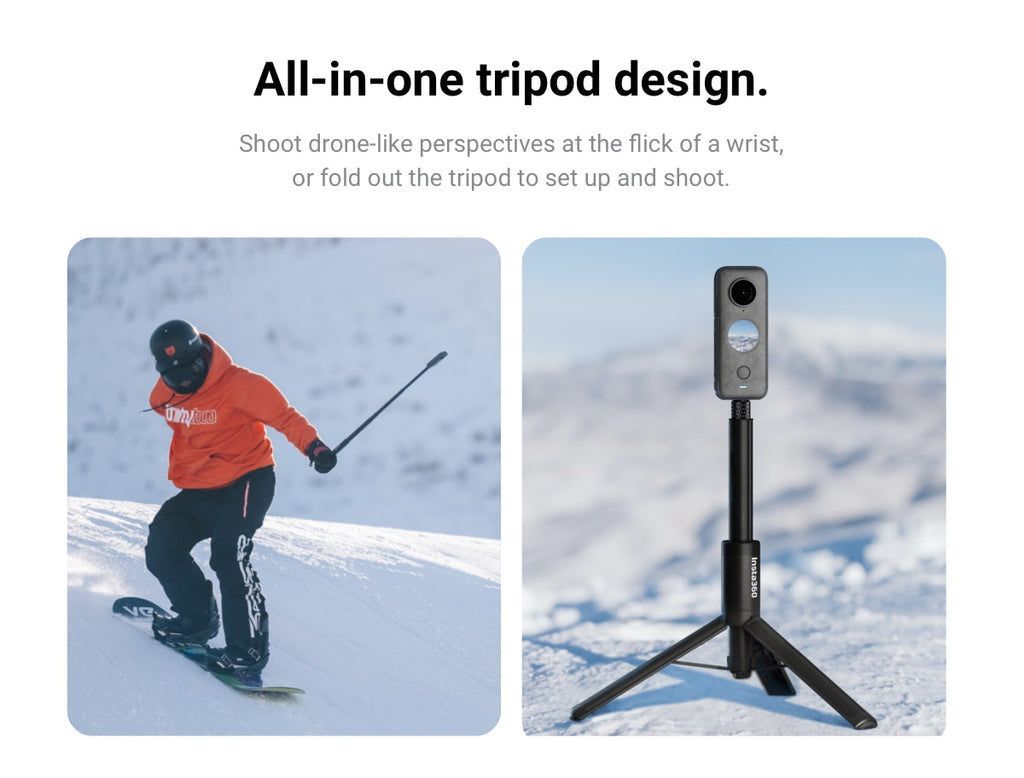 Insta360 2-in-1 Invisible Selfie Stick + Tripod For X3 / ONE X2 / ONE RS / R / ONE X / GO 2 Accessories