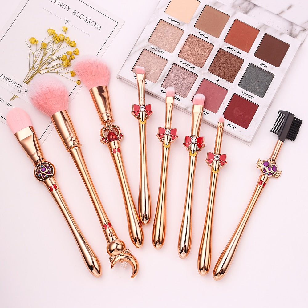 New 8pcs Pro Makeup Brushes Sets & Kits Moon Anime Soft Hair Blusher Concealer Eye Shadow FOUNDATION Lip Brush Cosmetics Tool