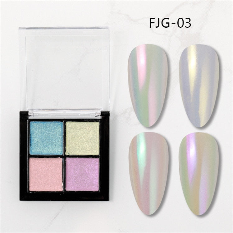 6 Colors Holographics Laser Aurora Solid Mirror Nail Glitter Powder Nails UV Gel Polish Pigment Nail Art Decorations Accessories