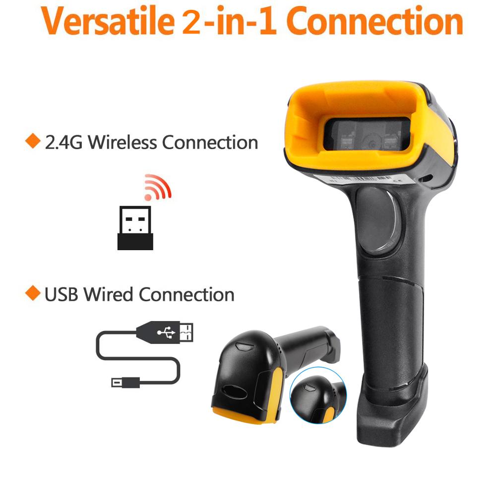 Holyhah K2 Handheld Wireless Barcode Scanner And K1 Wired 1D/2D QR Bar Code Reader PDF417 for Inventory POS Termina