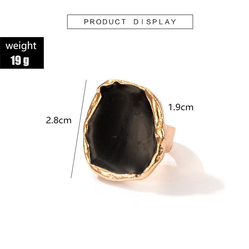 Tocona Bohemian Black Stone Joint Ring for Women Men Charms Dripping Oil Big Joint Ring Gothic Jewelry Accessories кольца 16916