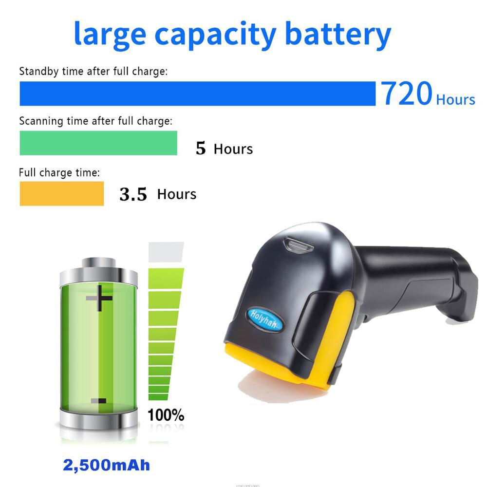 Holyhah K2 Handheld Wireless Barcode Scanner And K1 Wired 1D/2D QR Bar Code Reader PDF417 for Inventory POS Termina