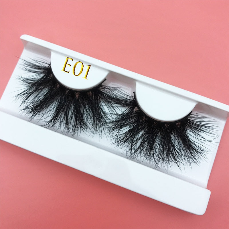 3D MIKIWI real mink lash 25mm E01 extra length and fluffy luxury mink eyelashes natural thick Eye lashes wispy makeup extention