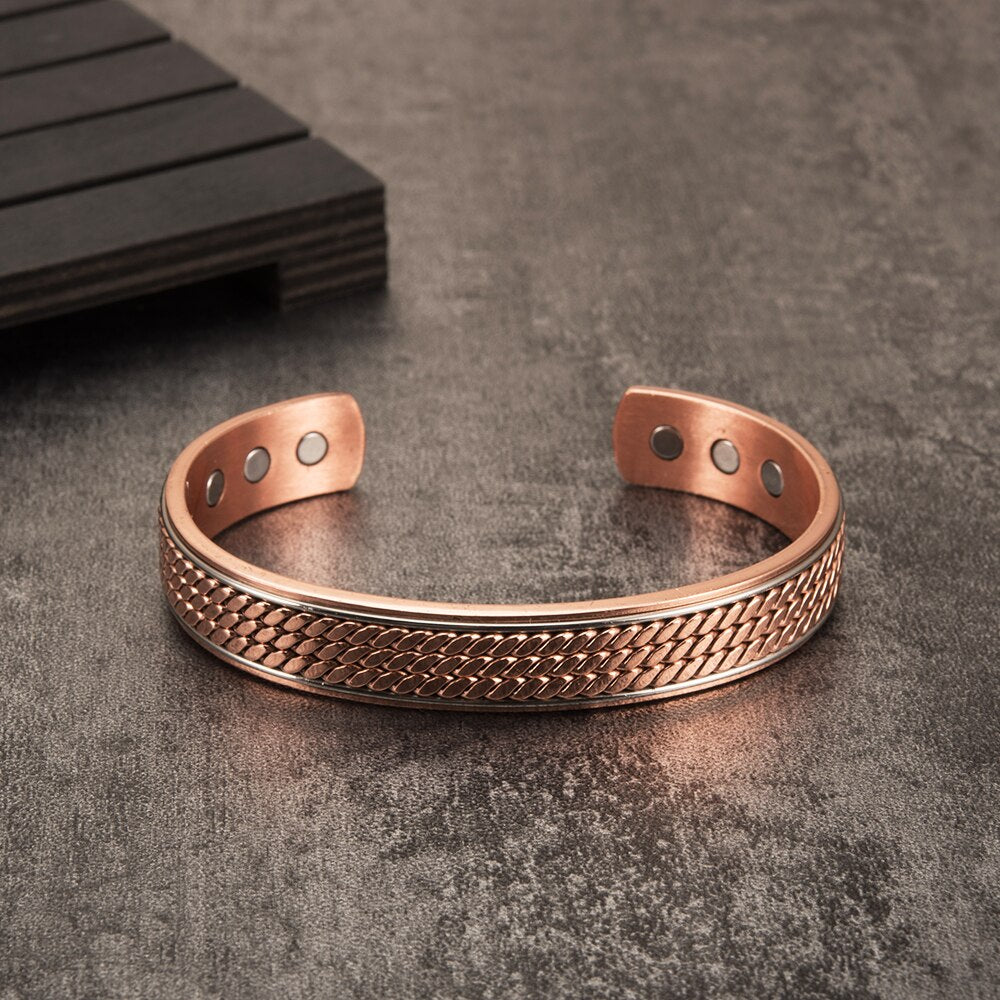 Twisted Pure Copper Bracelets Men Health Energy Magnetic Bracelet Benefits Men Adjustable Cuff Bracelets Bangles Health Copper