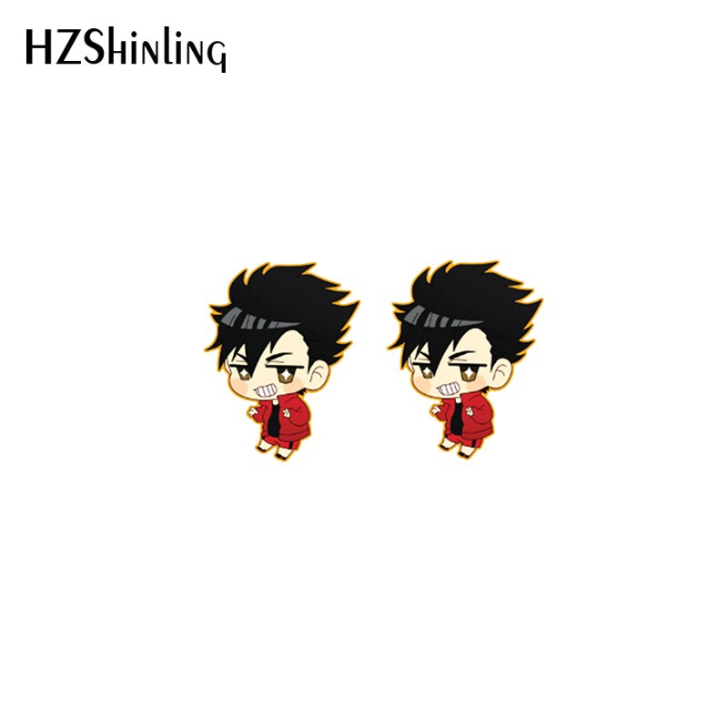 New Fashion Acrylic Earrings Haikyuu!! Cartoon Anime Volleyball Boys Stud Earrings Resin Epoxy Earrings Jewelry