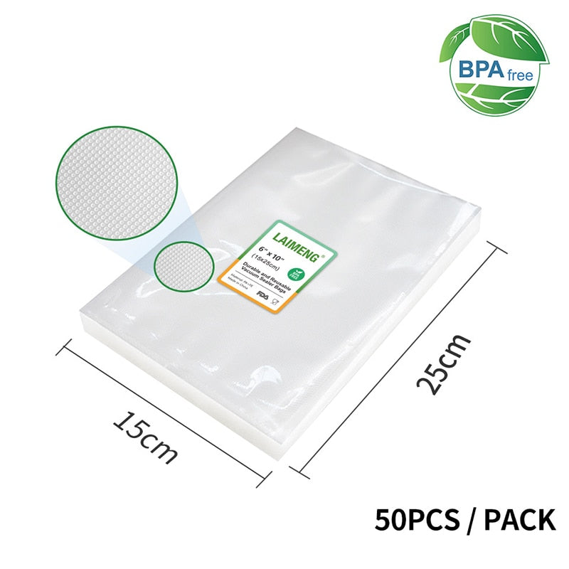 LAIMENG 50 Bags for Vacuum Packaging for Food Saver Vac Sealer Sous Vide Vaccume Pre-Cut Storage Bag For Vacuum Packer P105