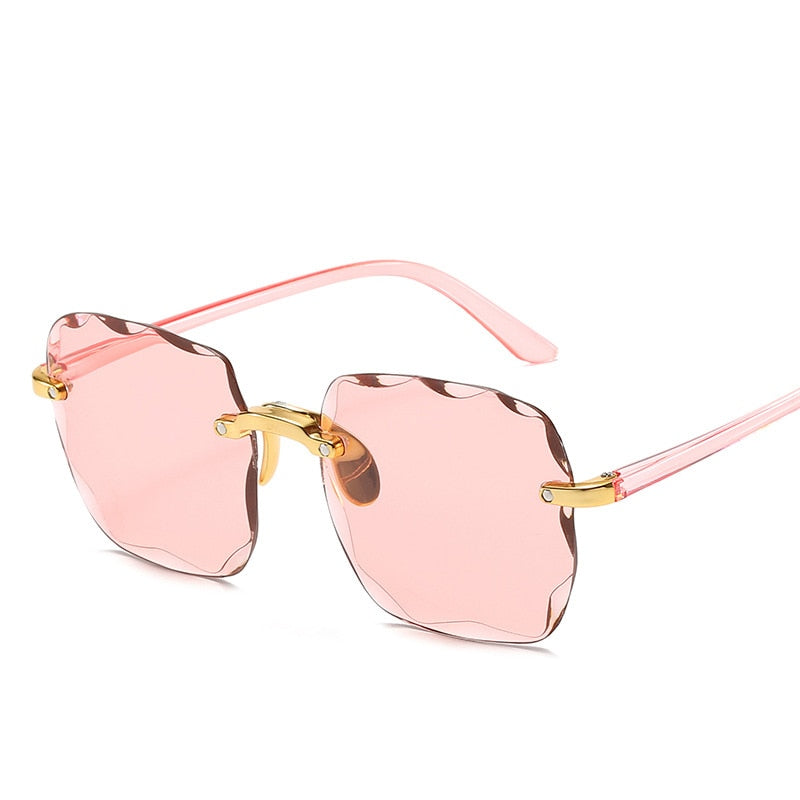 2023 Square Rimless Sunglasses Women Luxury Brand Designer Summer Red Glasses Fashion Sun glasses For Men UV400 Shades Oculos