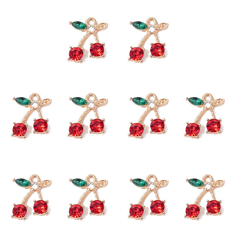 Peixin 10Pcs/Set Charming Colorful Crystal Cherry Pendant Fruit Dangle Jewelry Accessories DIY Earrings Jewelry Making Supplies