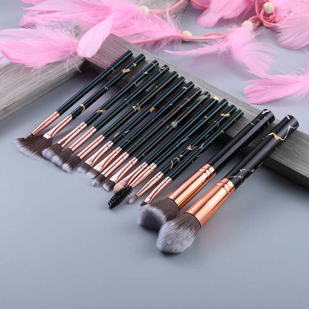 FLD 5-15Pcs Makeup Brushes Tool Cosmetic Set Beauty Powder Foundation Eye Shadow Eyebrow Fan Blush Blending Make Up Brush Kit