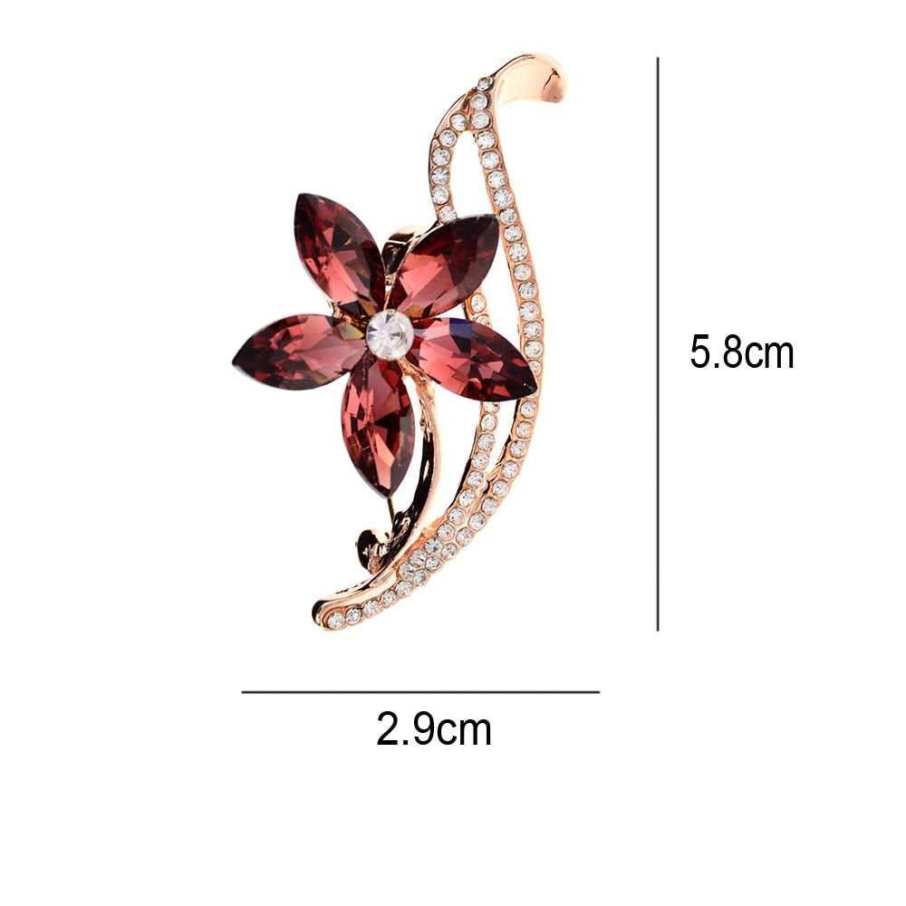 CINDY XIANG Rhinestone Simple Flower Brooches for Women Elegant Wedding Pin 3 Colors Available Classic Design Summer Jewelry