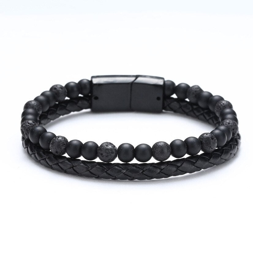 2020 Classic Leather And Tiger Eye Stone Bracelet Men Vintage Fashion Bileklik Bracelet Homme