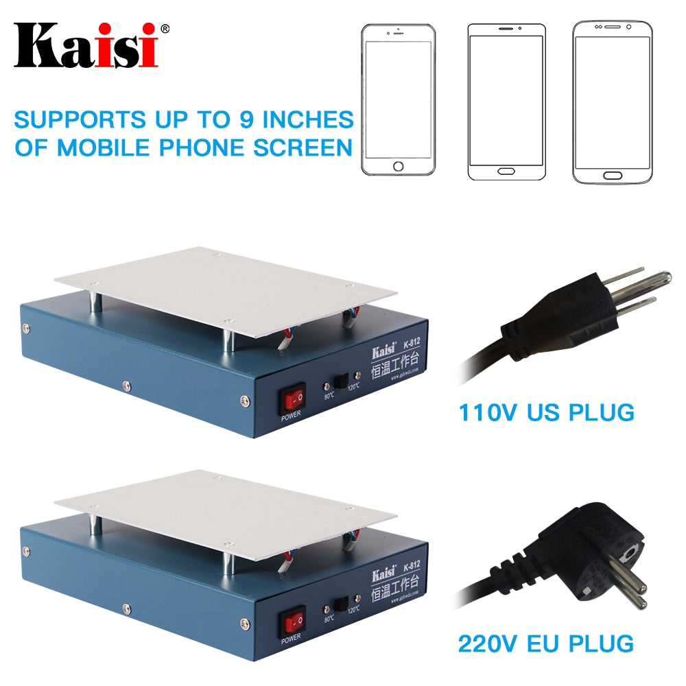 Kaisi LCD Screen Separator Heating Platform 110/220V Glass Removal Smooth Plate Phone Repair Machine Plate Station