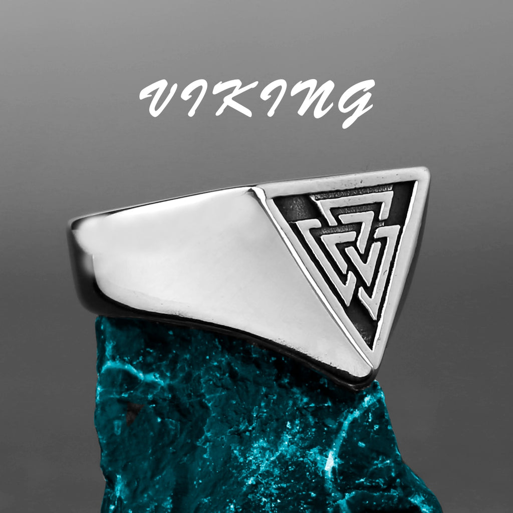 Men Nordic Viking Stainless Steel Ring Anchor Compass Tree of Life Viking Rune Wolf Men and Women Ring Jewelry Factory Wholesale