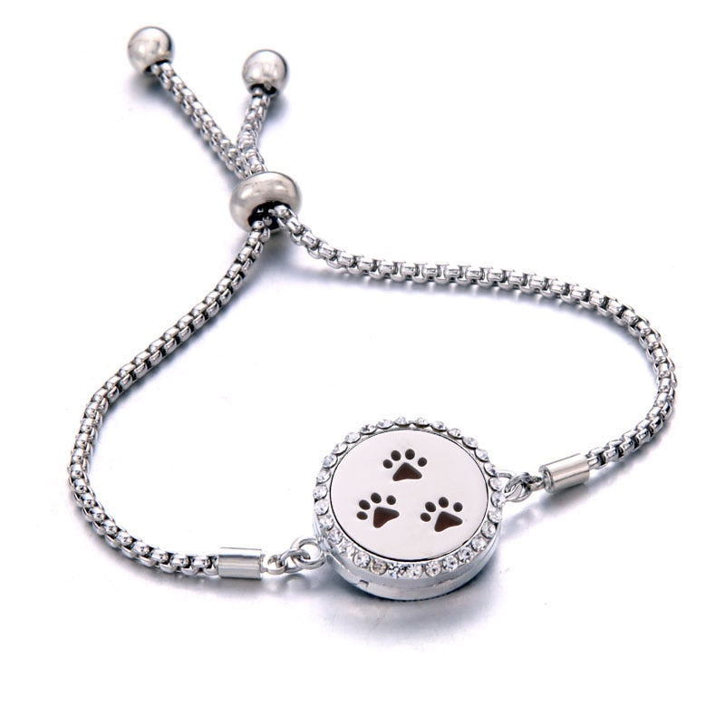 Adjustable Perfume Essential Oil Diffuser Locket Bracelet 316L Stainless Steel Bangle for Women Aromatherapy Bracelet