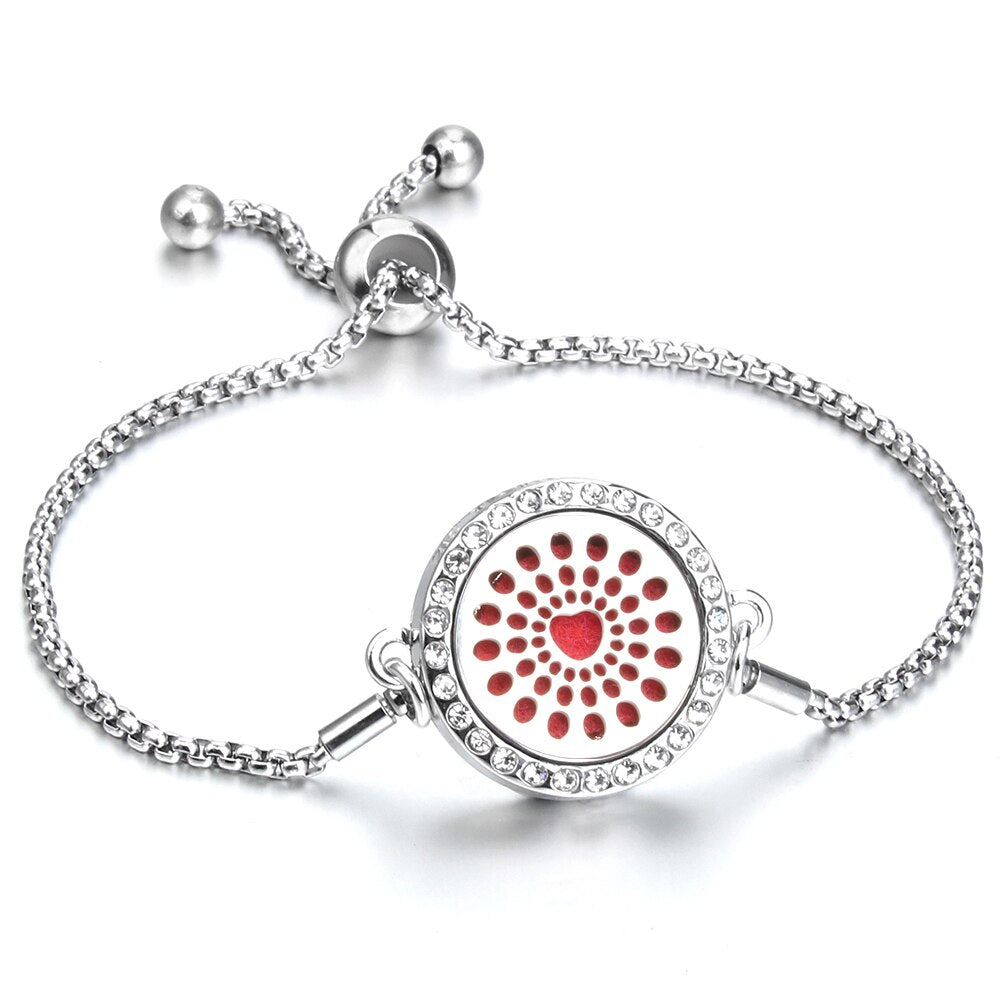 Aromatherapy Bracelet Essential Oil Diffuser Locket Tree of Life Adjustable Perfume Bracelet Crystal Magnetic Bracelet for Women