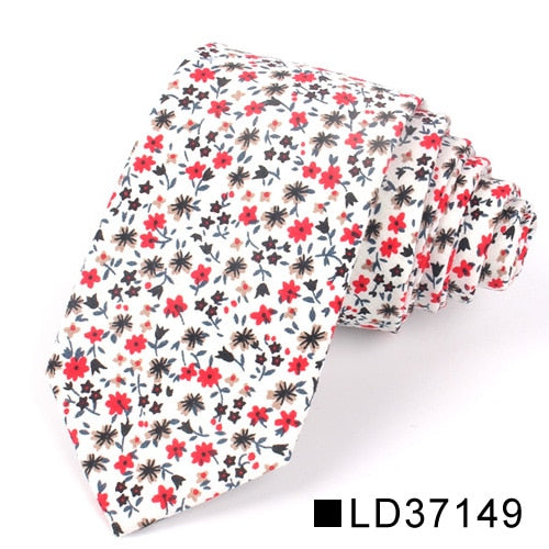 New Floral Tie For Men Women Skinny Cotton Neck Tie For Wedding Casual Mens Neckties Classic Suits Flower Print Neck Ties Cravat