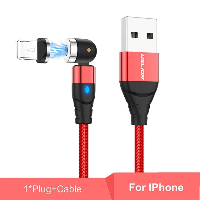 USLION 540 Degree Roating Magnetic Cable Micro USB Type C Phone Cable For iPhone11 Pro XS Max Samsung Xiaomi USB Cord Wire Cable