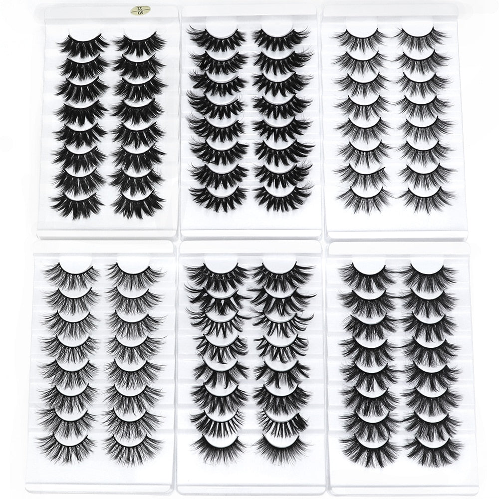 5/8 Pairs 20mm Mink Lashes 3D Natural False Eyelashes Fluffy Faux Mink Eyelashes Wispies Long Extension Eyelashes Pack Maquiagem