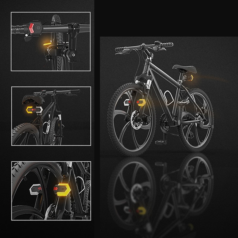 Bike Light Smart Wireless Remote Control Bike Turn Signals Front and Rear Light Cycling Safety Warning LED Tail Lights