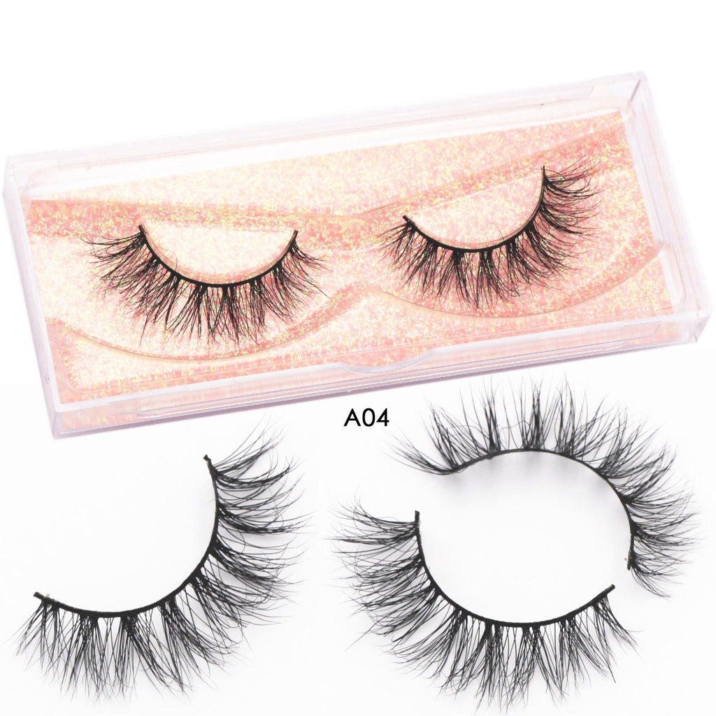 Mink Eyelashes Natural Long 3D Mink Lashes Cruelty Free Handmade Fake Lashes Makeup False Eyelash Short Soft Reusable Lashes A03