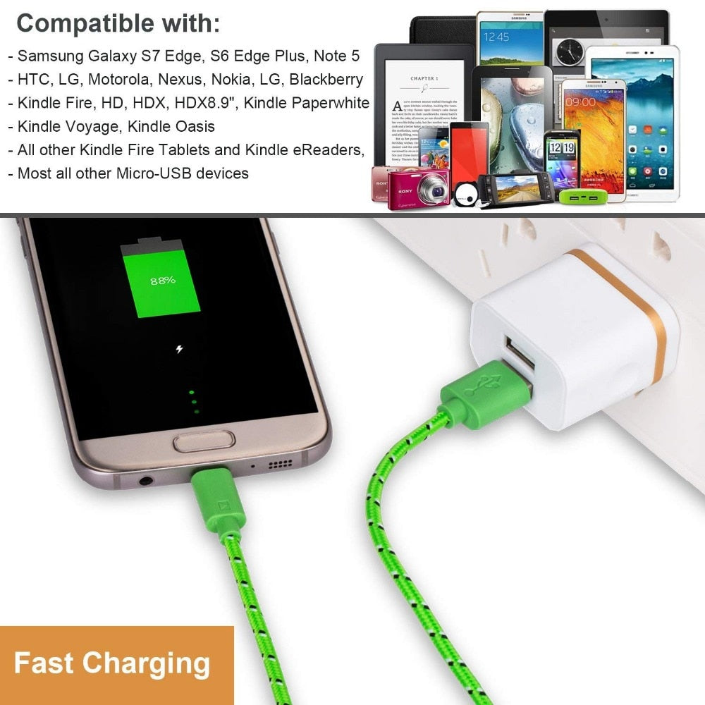 Micro USB Cable 2.4A Fast Charging cabo usb micro mobile phone cables charger cord wire for xiaomi samsung s7 lg android cable