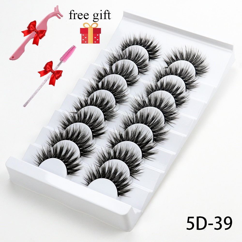 5/8 Pairs 20mm Mink Lashes 3D Natural False Eyelashes Fluffy Faux Mink Eyelashes Wispies Long Extension Eyelashes Pack Maquiagem