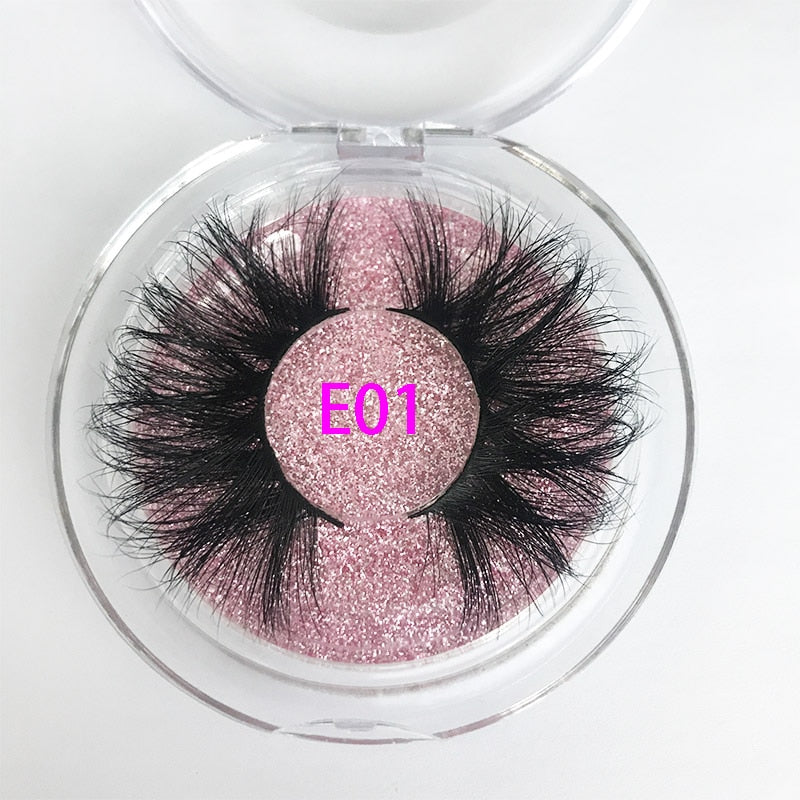 3D MIKIWI real mink lash 25mm E01 extra length and fluffy luxury mink eyelashes natural thick Eye lashes wispy makeup extention