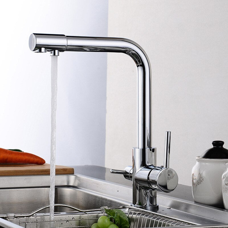 Kitchen Faucet with Filtered Water Dual Handle Drinking Water Tap Drinking Water Purifier Vessel Sink Mixer Hot Cold Water Tap