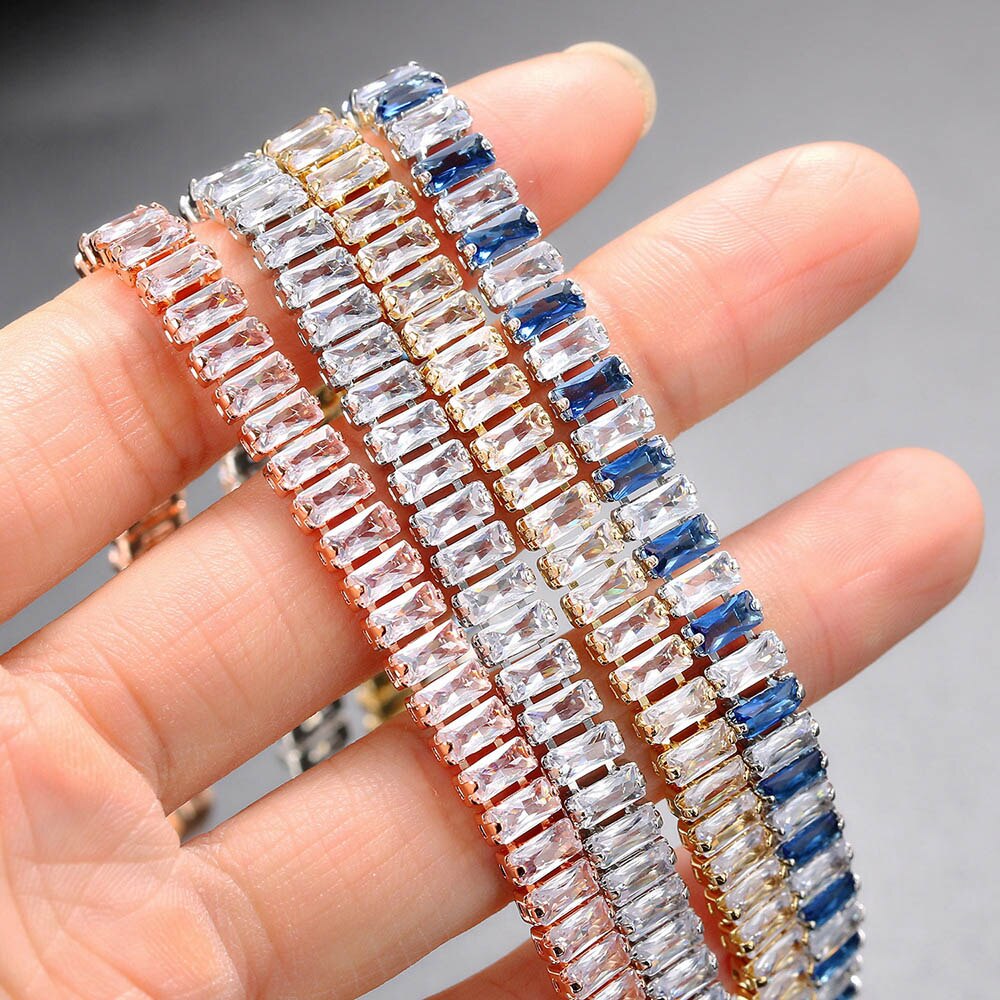 Luxury CZ Tennis Bracelet for Women Gold Color Bangle Korean Style Crystal Hand Chain Fashion Jewelry Zirconia Accessories H167