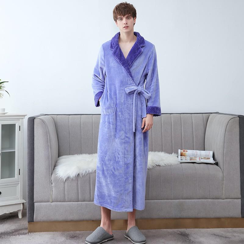 Plus Size 3XL Men Robe Winter Flannel Soft Kimono Gown Lovers Ultra Large Long Bathrobe Nightwear Thick Warm Women Sleepwear