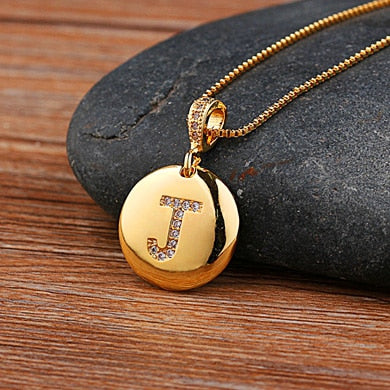 AIBEF Fashion Initial A-Z 26 Letter Necklace For Women Gold Plated Chain Charm Name Pendants Copper Jewelry Statement Girl Gifts