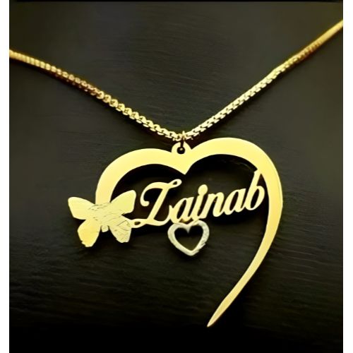 AALIA JEWELRIES Half Heart Gold Necklace Design Personalized Name Jewelry.