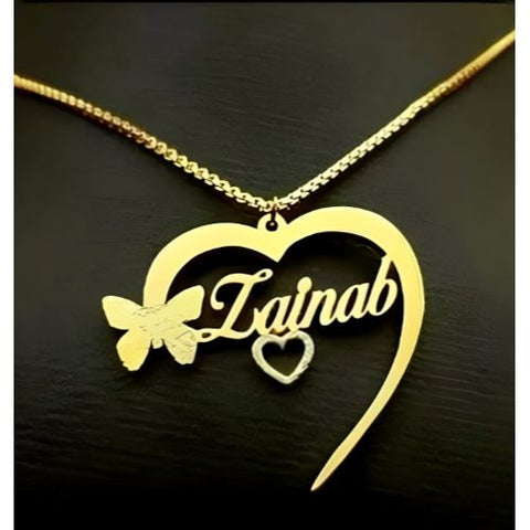 AALIA JEWELRIES Half Heart Gold Necklace Design Personalized Name Jewelry.