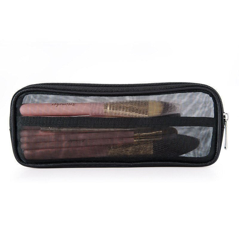 Makeup Brush Travel Case Cosmetic Toiletry Bag Organizer for Men Women Beauty Tools Mesh Dopp Kit Pouch Wash Storage Accessories