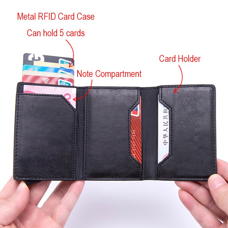 Magnet Rfid Blocking Card Holder Women Men Wallets Thin Slim Wallets Leather Coin Purse Small Male Black Mini Wallet portomonee