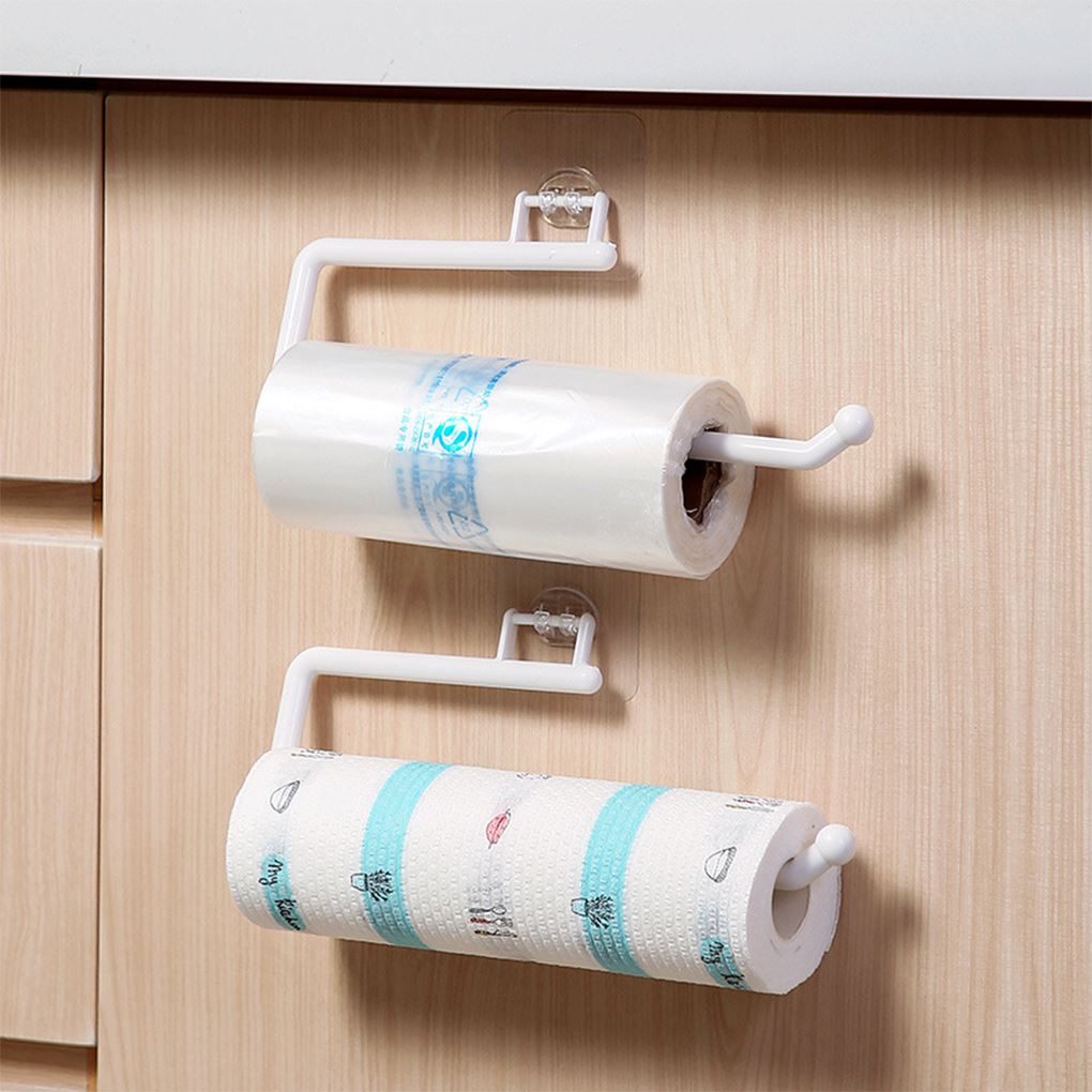 Tissue Hanger Plastic Paper Roll Holder Wall Mounted Towel Storage Rack Organizer Shelf for Kitchen Bathroom
