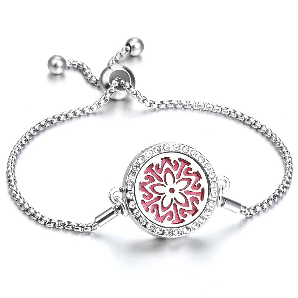 Aromatherapy Bracelet Essential Oil Diffuser Locket Tree of Life Adjustable Perfume Bracelet Crystal Magnetic Bracelet for Women