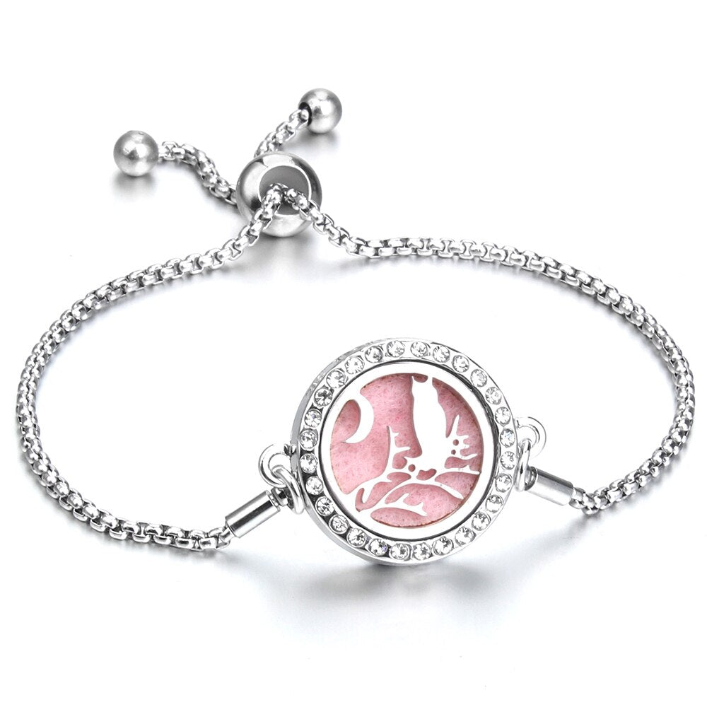 Aromatherapy Bracelet Essential Oil Diffuser Locket Tree of Life Adjustable Perfume Bracelet Crystal Magnetic Bracelet for Women