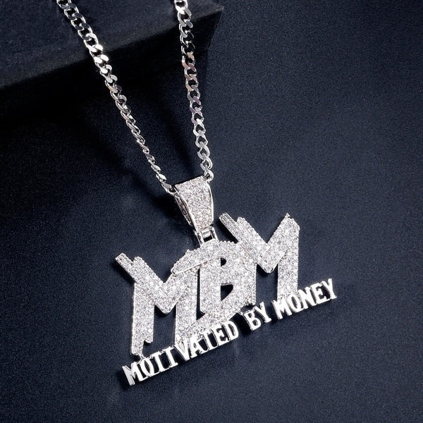 Hip Hop Men and Women Cubic Zircon MBM Letter Pendant Iced Out Full  Necklace Jewelry Gift