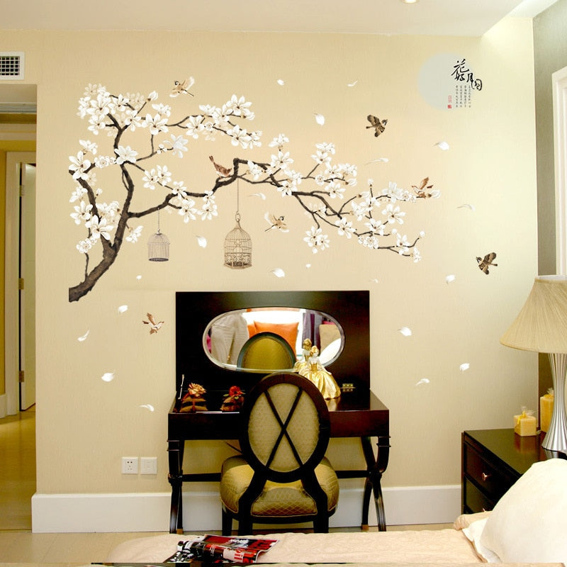 187*128cm Big Size  Wall Decor Stickers Tree Decoration Birds Flower Home Wallpapers DIY Vinyl Rooms