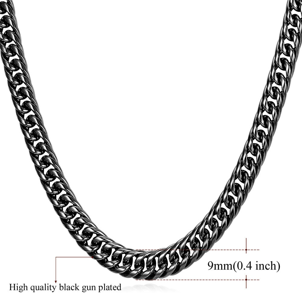 U7 Men Thick Chain Necklace Gold Chain 6/9/13MM Miami Cuban Chain Necklace 14&quot;-30&quot;  Stainless Steel Chunky Necklace N453