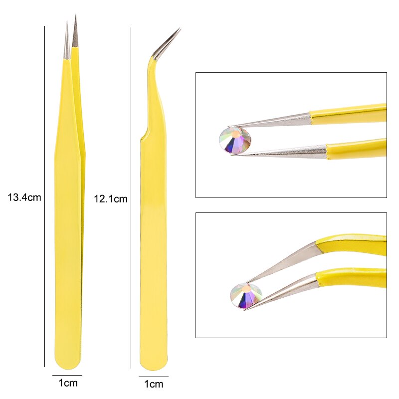 Qiao Excellent Quality Tweezers Bend+Straight New Stainless Steel Industrial Anti-static Cross Tweezers Sewing Accessories Tools