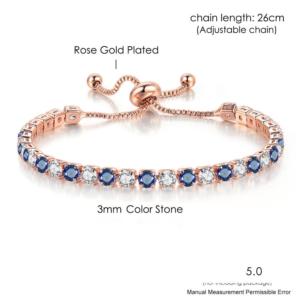 Adjustable Multicolor Tennis Bracelets For Women Ladies Wedding Rainbow Colorful Zircon Charm Bracelet Hand Chain Jewelry DZH043