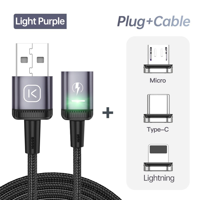 KUULAA LED Magnetic USB Cable 3A Fast Charging Type C Cable Magnet Charger Micro USB Cable for iPhone xiaomi poco samsung cord