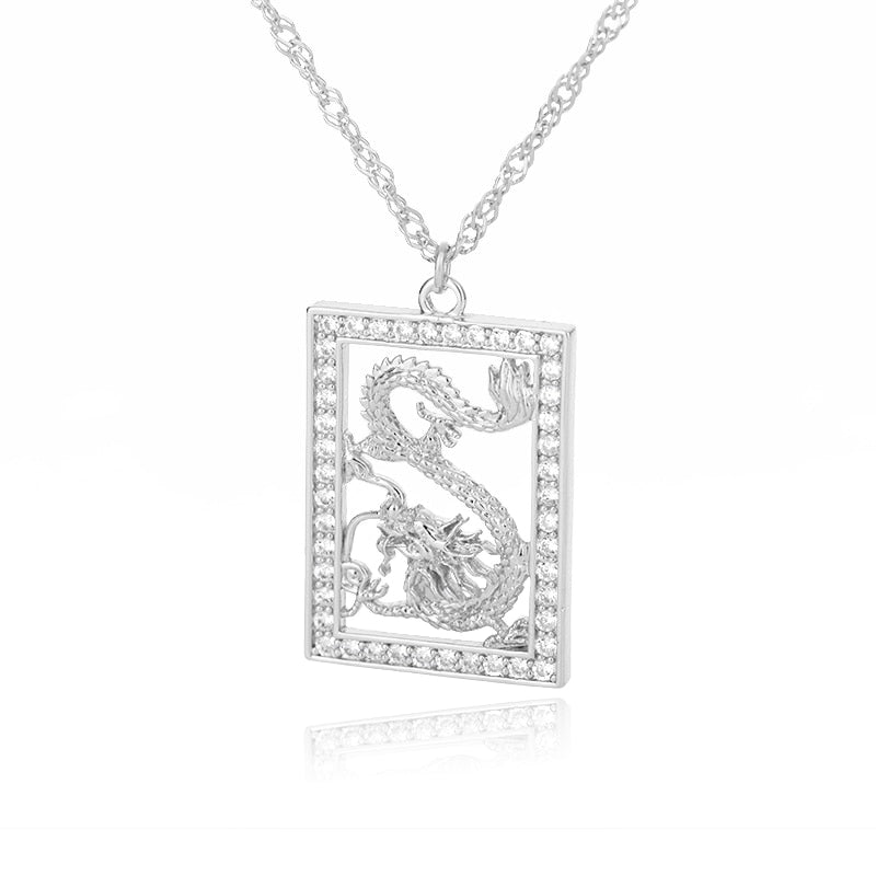 Jewelry 2020 CZ Dragon Pendant Necklaces for Women Men Gold Color Jewellery Cubic Zirconia Mascot Ornaments Lucky Symbol Gifts