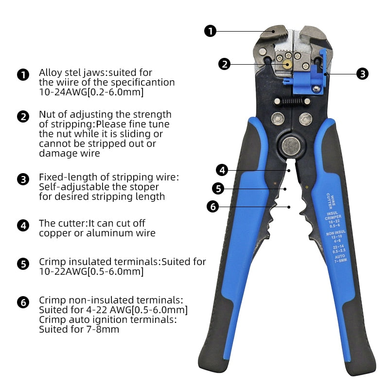 HS-D1 HSC8 6-4 Crimper Cable Cutter Automatic Wire Stripper Multifunctional Stripping hand Tools Crimping Pliers Terminal