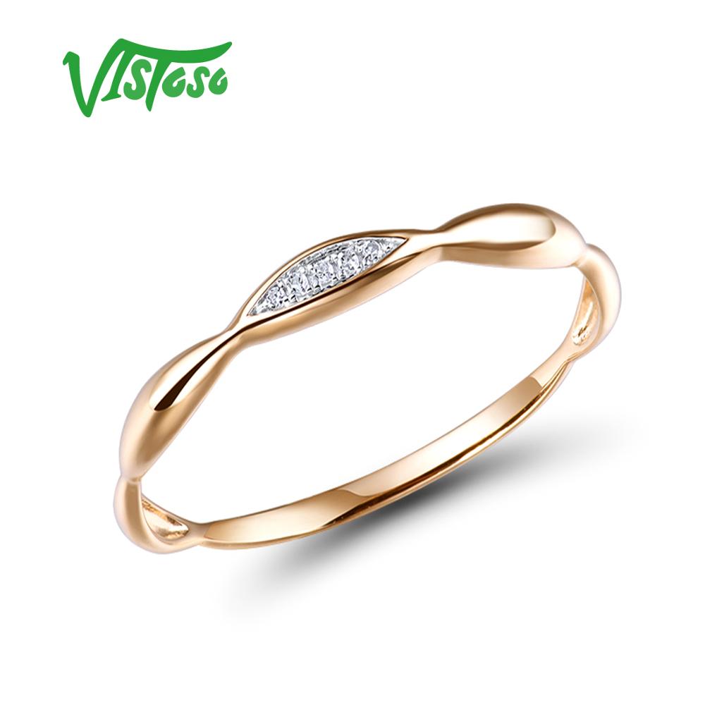 VISTOSO Gold Rings For Women Genuine 14K Yellow/White Gold Ring Shiny Diamond Promise Engagement Rings Anniversary Fine Jewelry